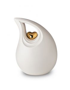 Keramikurna 'Tårdroppe' med guldfärgat hjärta