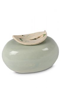 Mini keramikurna 'Lilja' grå grön
